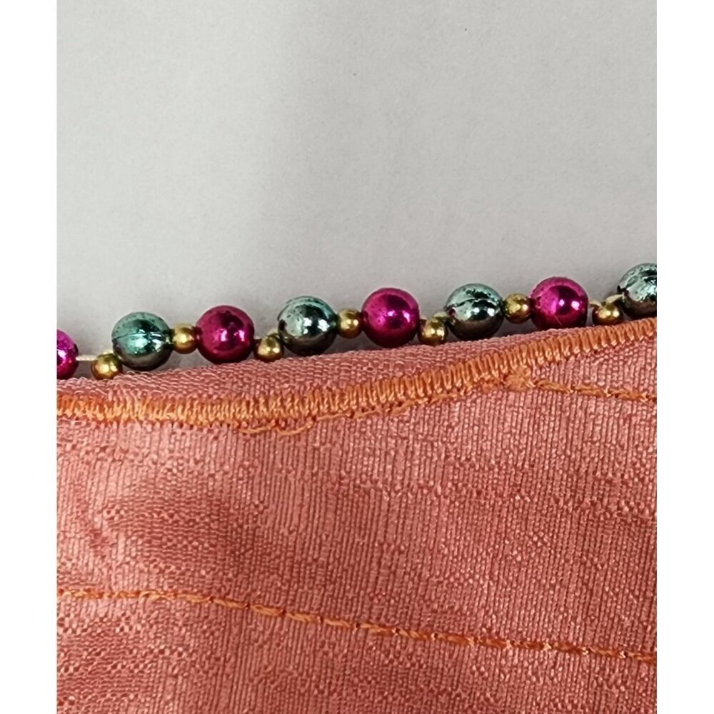 Pink Embroidered Peacock Crossbody Bag With Rainbow Beaded Strap & Zipper Pocket - Picture 10 of 10